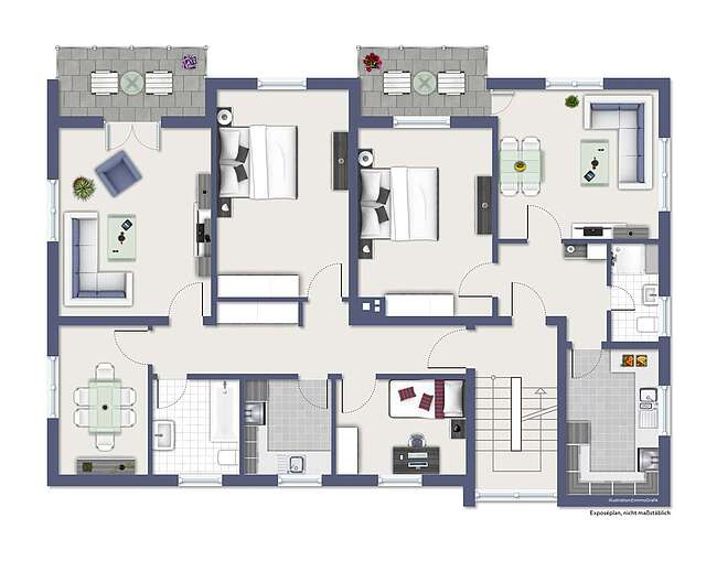 Bsp. Grundriss: Haus Nr. 18 Wohnungen EG und OG (Leicht abgeändert an aktuellen Grundriss) Bsp. Grundriss: Haus Nr. 18 Wohnungen EG und OG (Leicht abgeändert an aktuellen Grundriss)