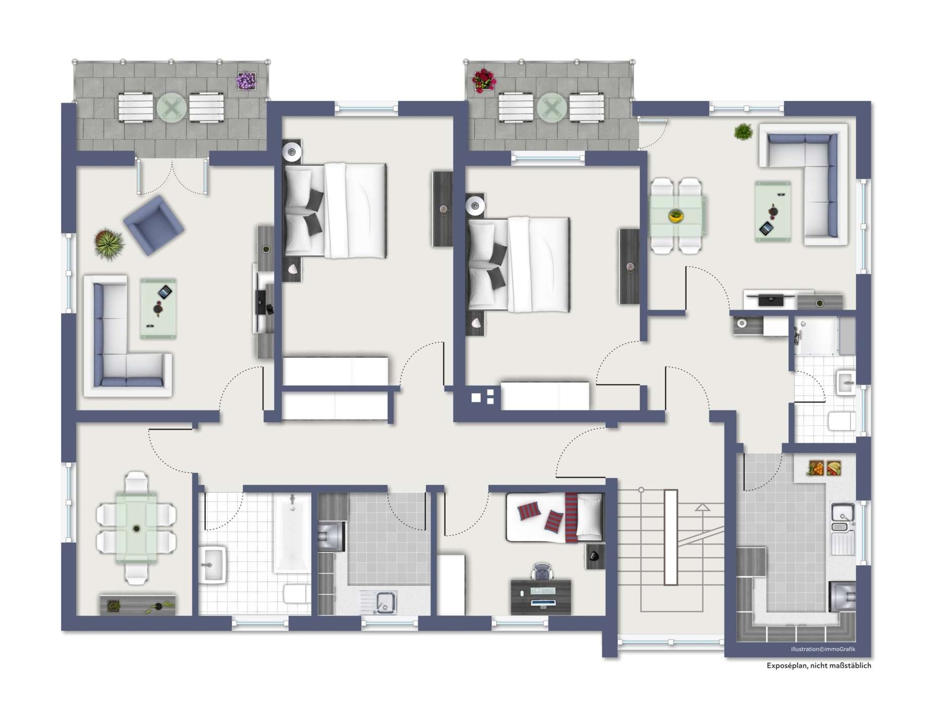 Bsp. Grundriss: Haus Nr. 18 Wohnungen EG und OG (Leicht abgeändert an aktuellen Grundriss)