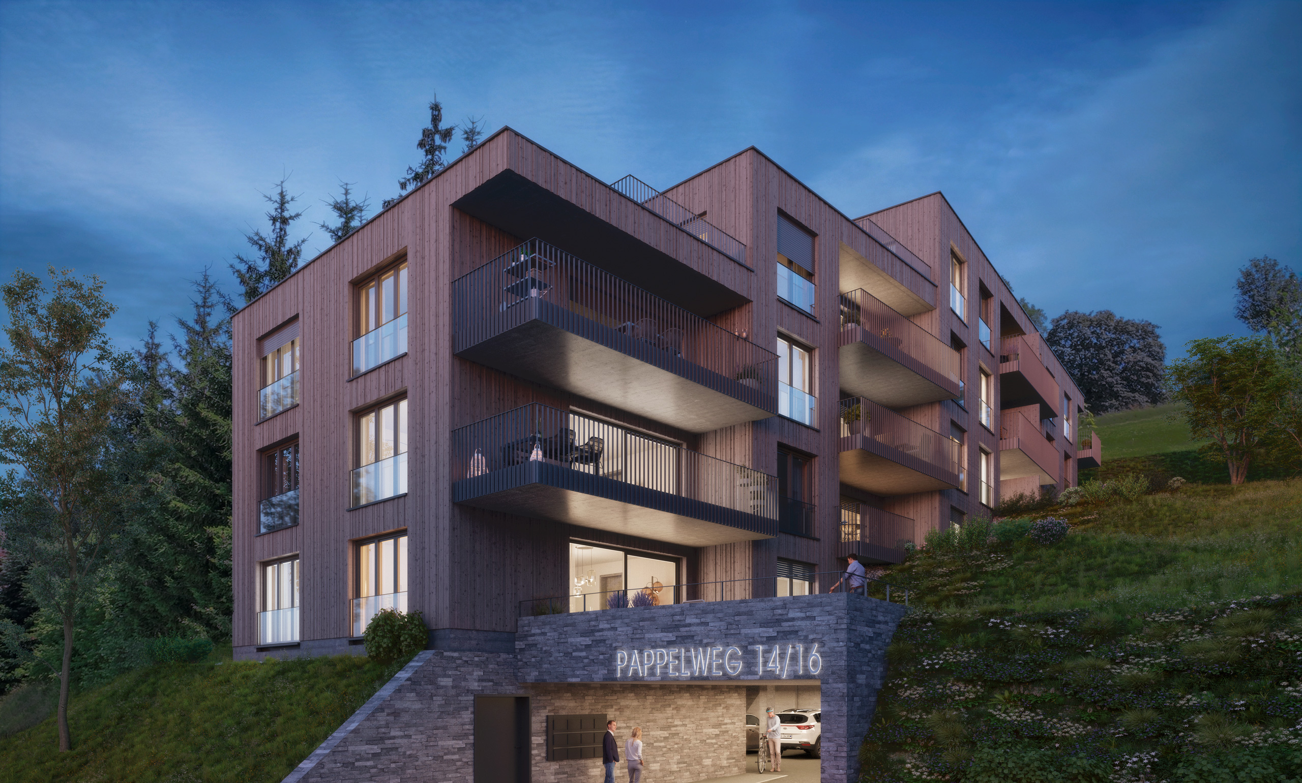 Visualisierung der Schwarzwaldterrassen im Pappelweg in Baiersbronn