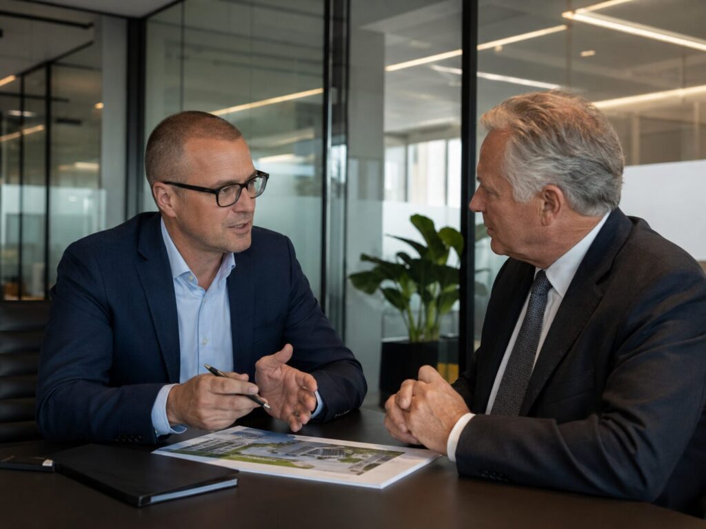 Professionelles Beratungsgespräch für Investoren und Großprojekte mit Experten von IMBRO Immobilien